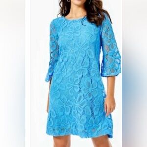 Lilly Pulitzer Ophelia Lace Swing Dress In Zanzibar Blue